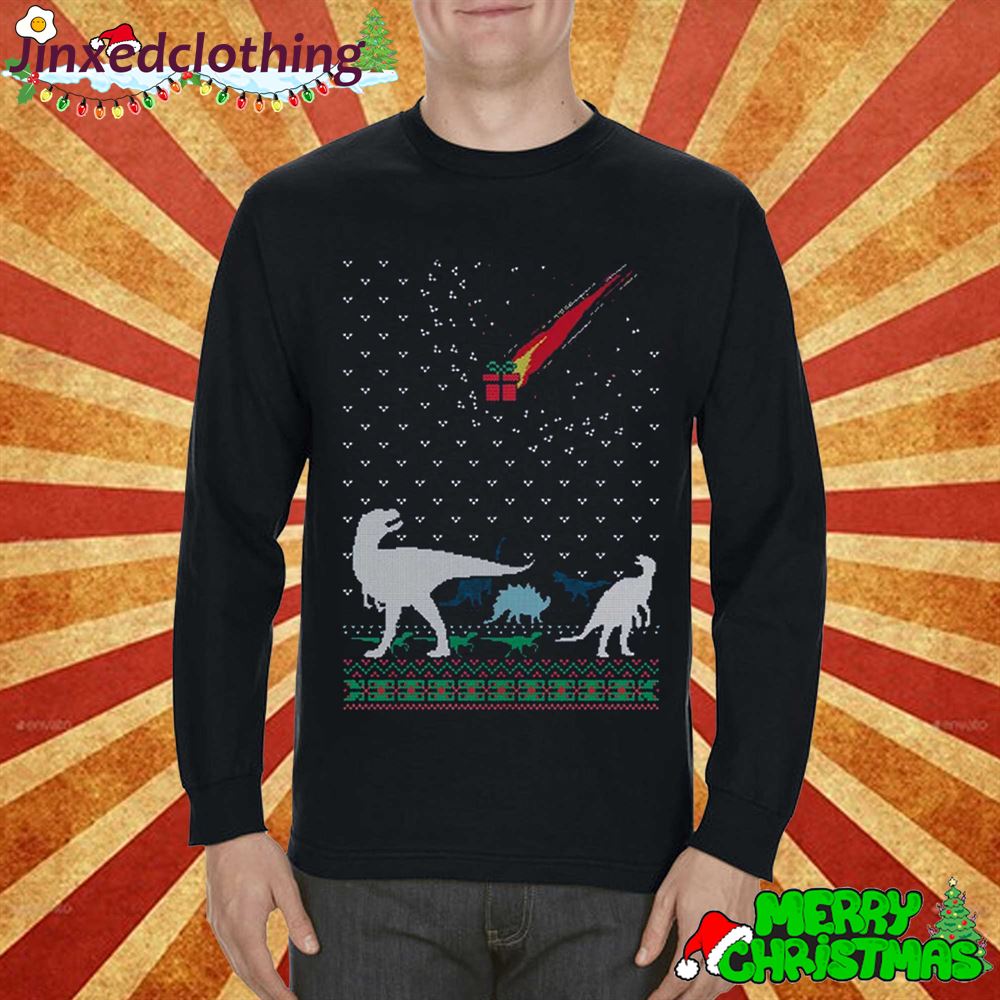 Dinosaur Extinction T-rex Christmas T-shirt 